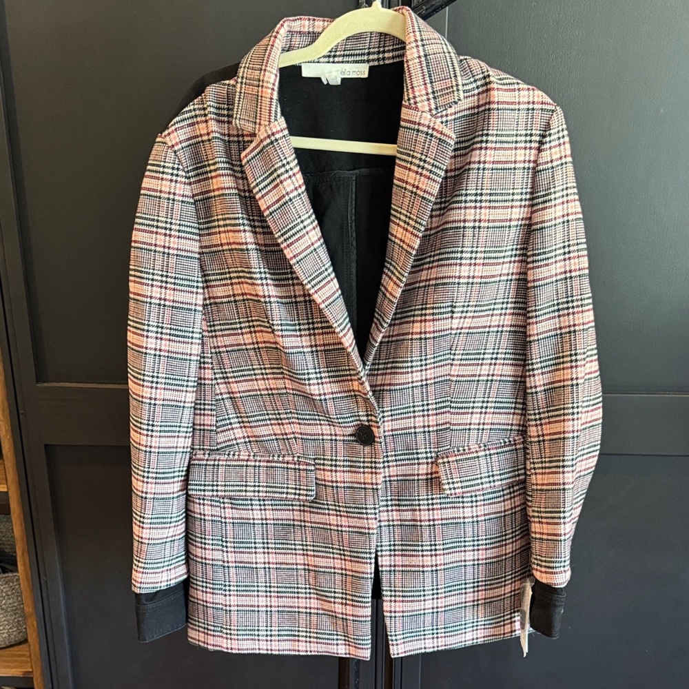 Ella Moss Black and Red Plaid Blazer